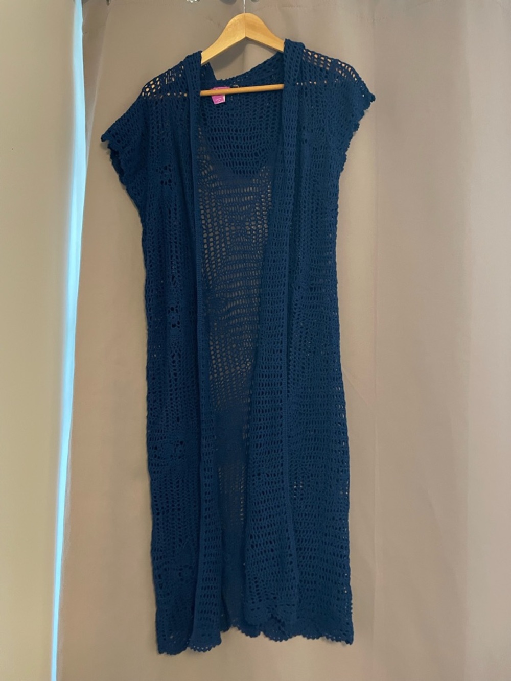 Olivia M Navy Blue Crochet Swim Coverup